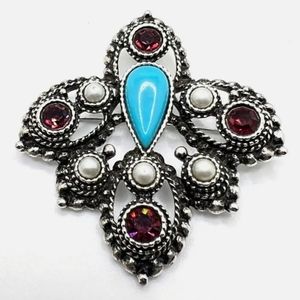 Vintage 1974 Sarah Coventry Imperial Purple Crystal & Simulated Turquoise